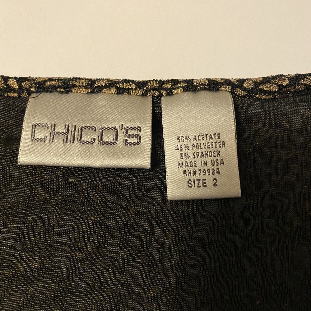 Chico's Brown and Tan Women's Long Sleeve Blouse V-Neck Size 2 - Picture 5 of 7